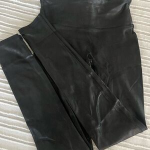 SPANX Black faux leather Form-Fitting Leggings